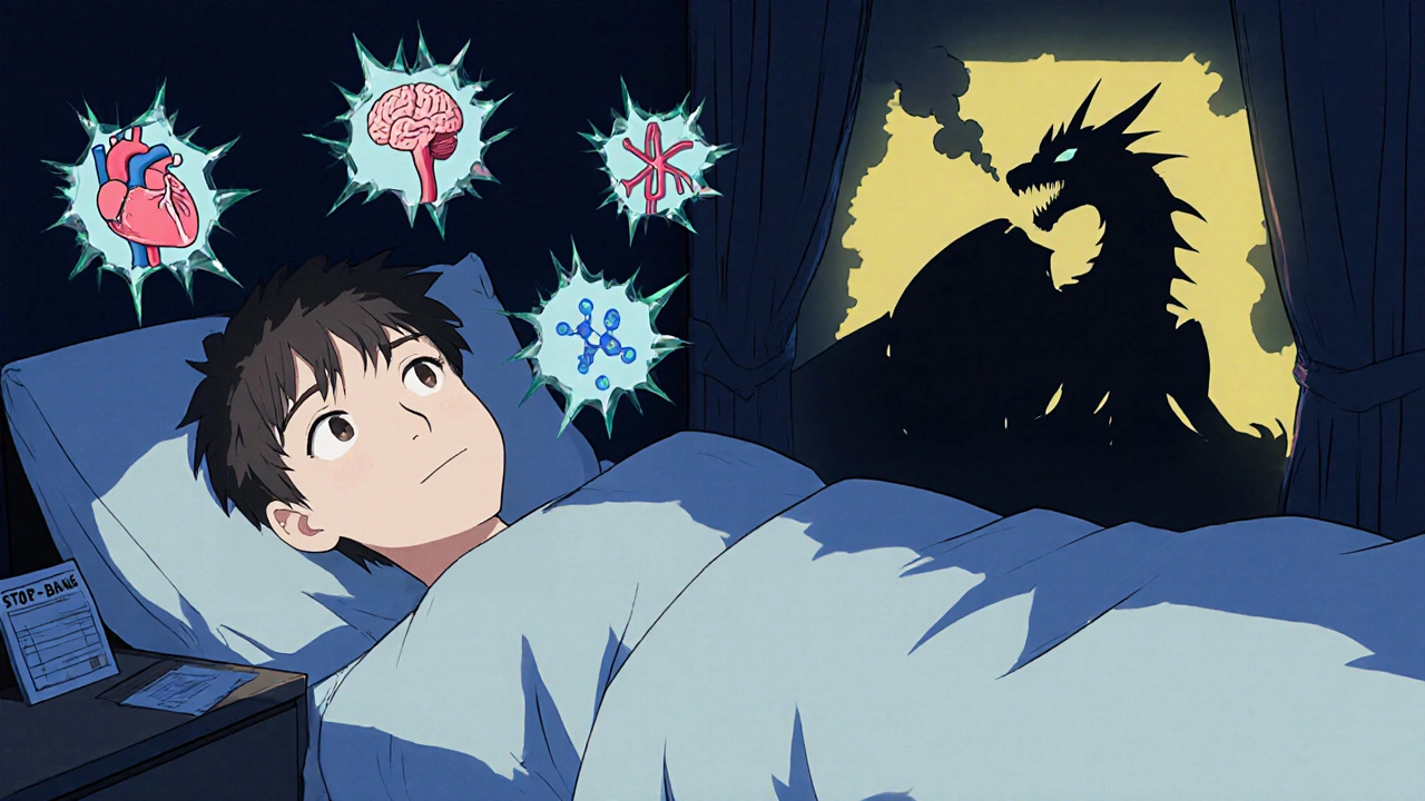 Joven agotado con símbolos cardíacos rotos, su sombra se convierte en un dragón que respira humo.