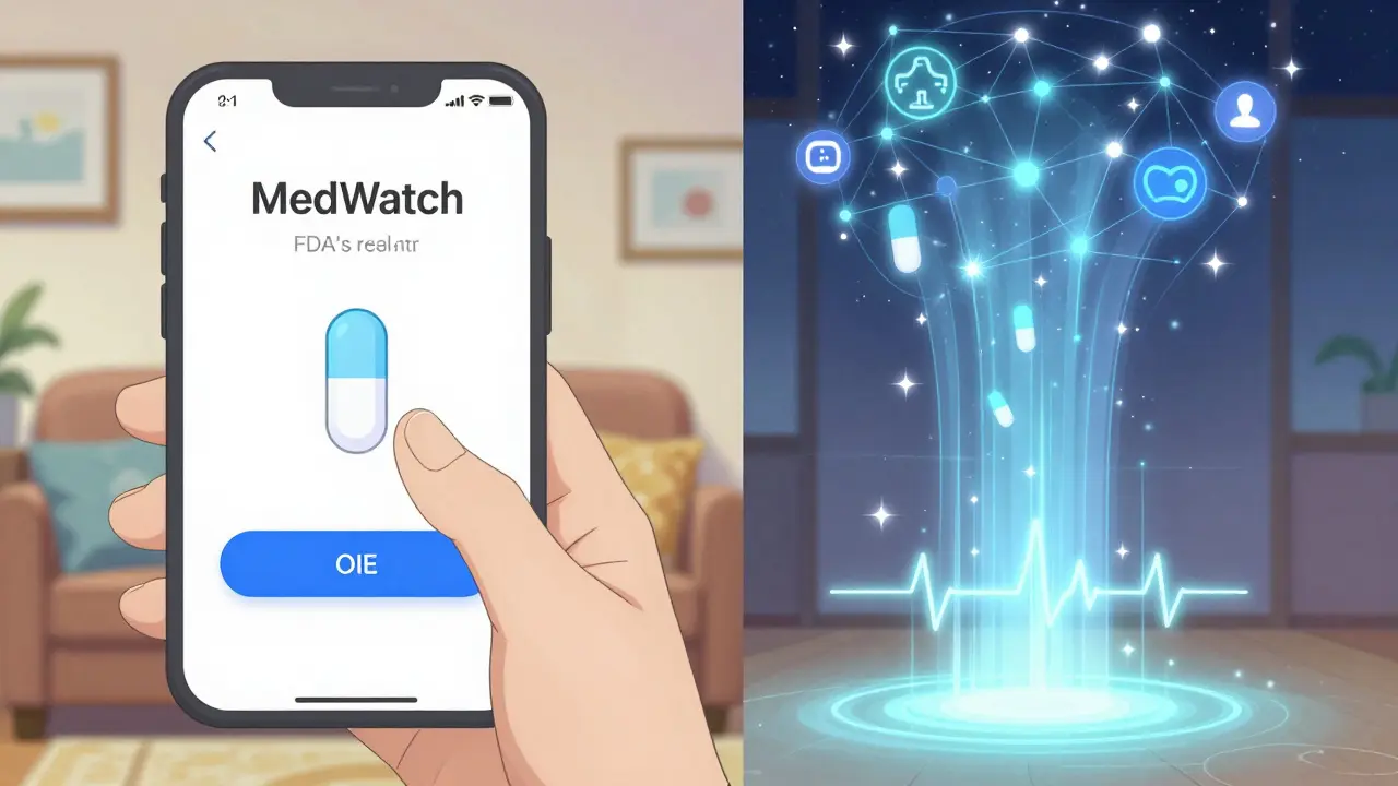 Interfaz simplificada para adultos mayores conectada a un sistema nacional de reportes de efectos secundarios.