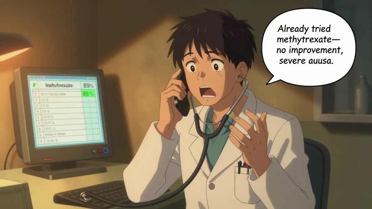 Médico llama al seguro, explicando clínicamente por qué el medicamento es necesario.