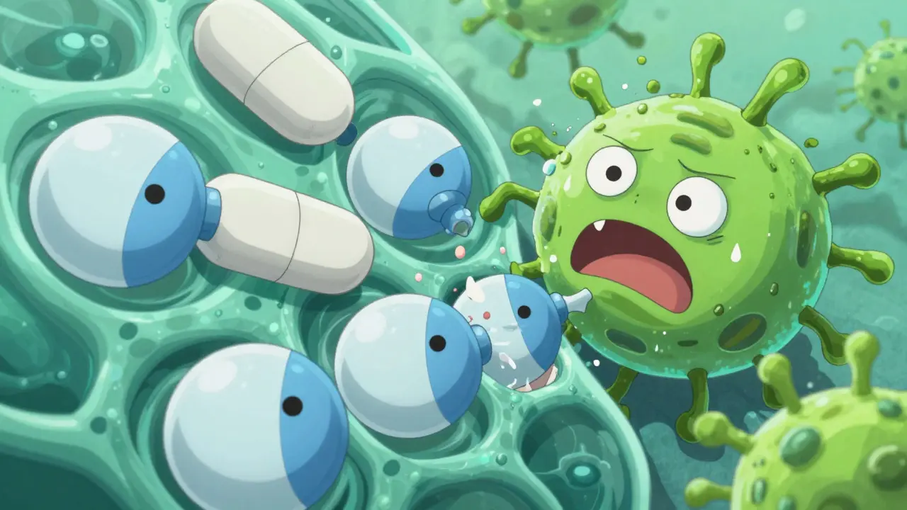 Antibióticos bloqueando la pared celular bacteriana