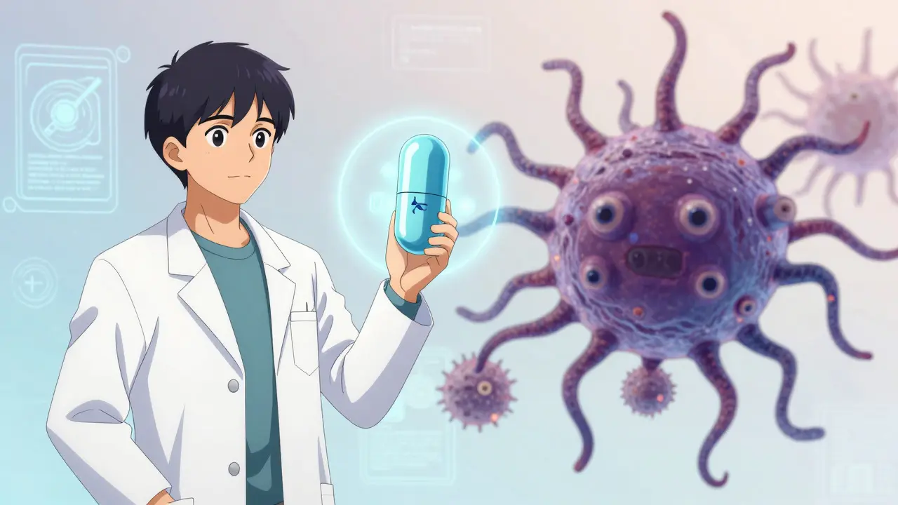 Científico frente a bacteria resistente y nuevas terapias