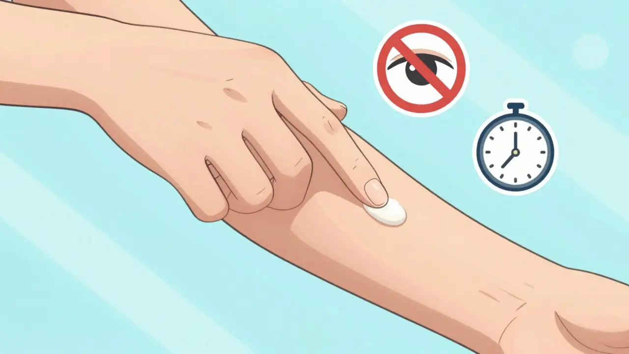 Mano aplicando crema medicinal correctamente sobre la piel